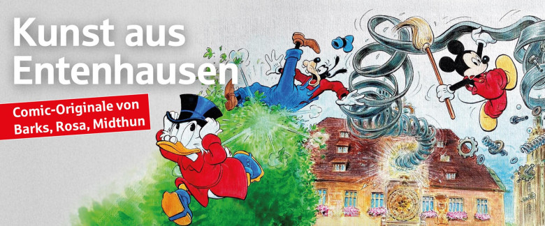 „Kunst aus Entenhausen“ in der Kreissparkasse Heilbronn - Comic-Originale von legendären Disney-Zeichnern in der Sommer- Ausstellung „Unter der Pyramide“ noch bis zum 11. September 2026